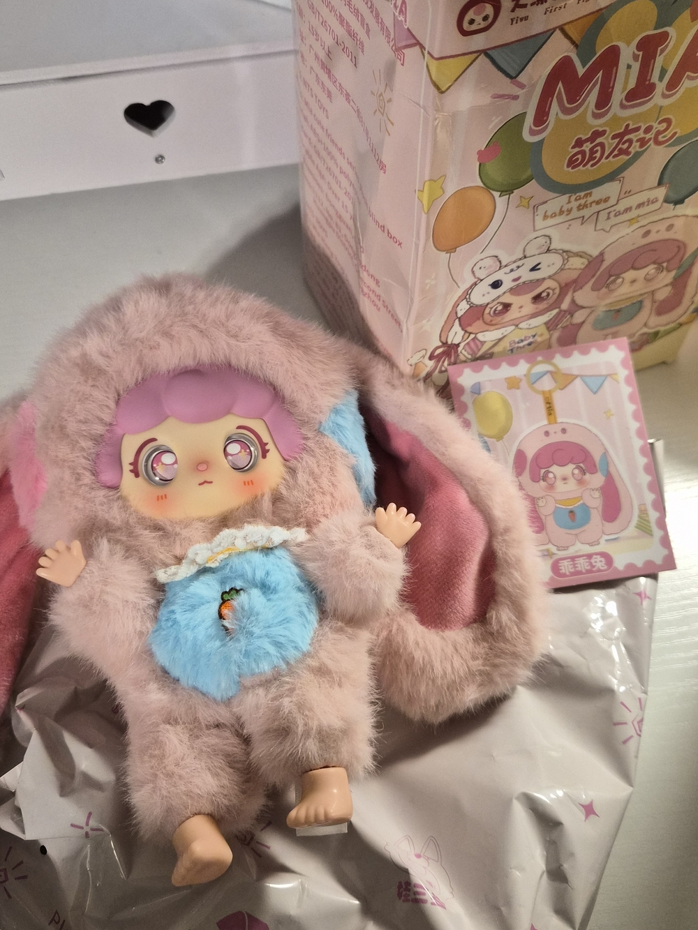 Mia Plush Bunny Doll - Pink & Blue Furry Costume